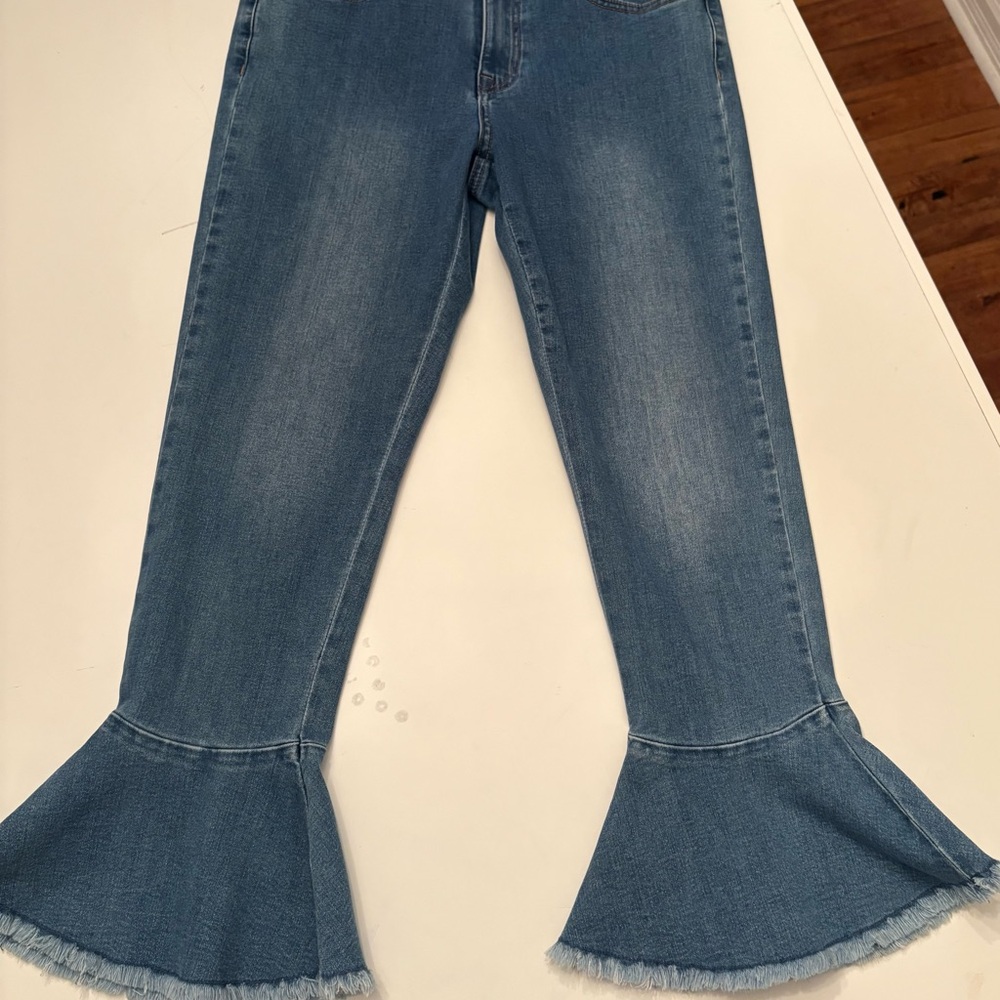 Joseph Ribkoff Blue Flare Wide Leg Denim capris